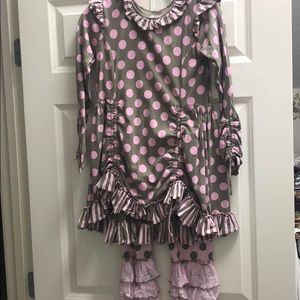 Mustard Pie dress & leggings set girls size 12.